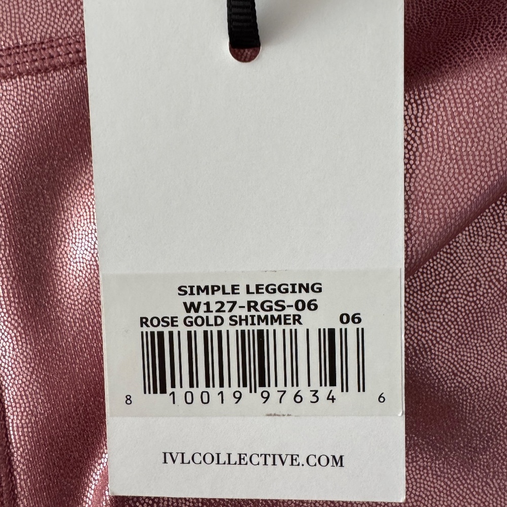IVL Collective Rose Gold Shimmer Cropped Leggings - Size 6 - 23 in inseam - Picture 2 of 4